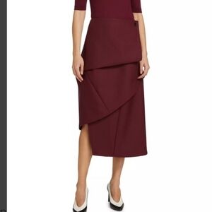 CO Virgin Wool Tiered Wrap Midi-Skirt Women’s 10 NWT